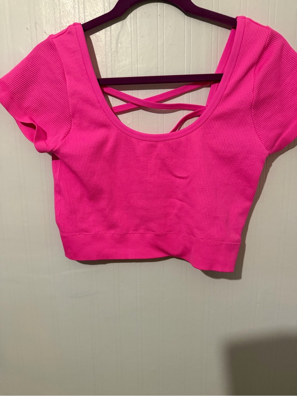 aerie Hot Pink Crisscross Back Crop Top